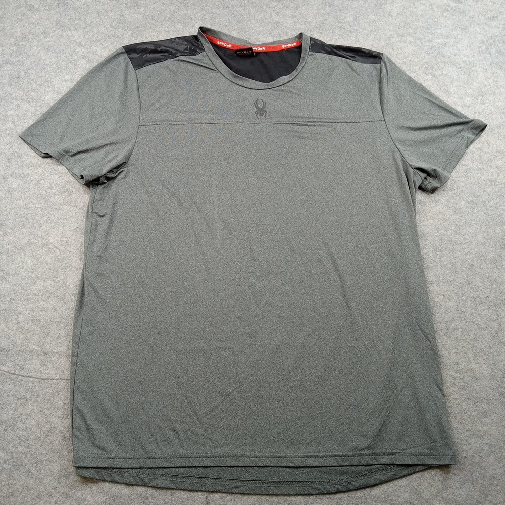 Spyder Active Shirt Mens XL Gray Colorblock Short Sleeve Athletic Top Training